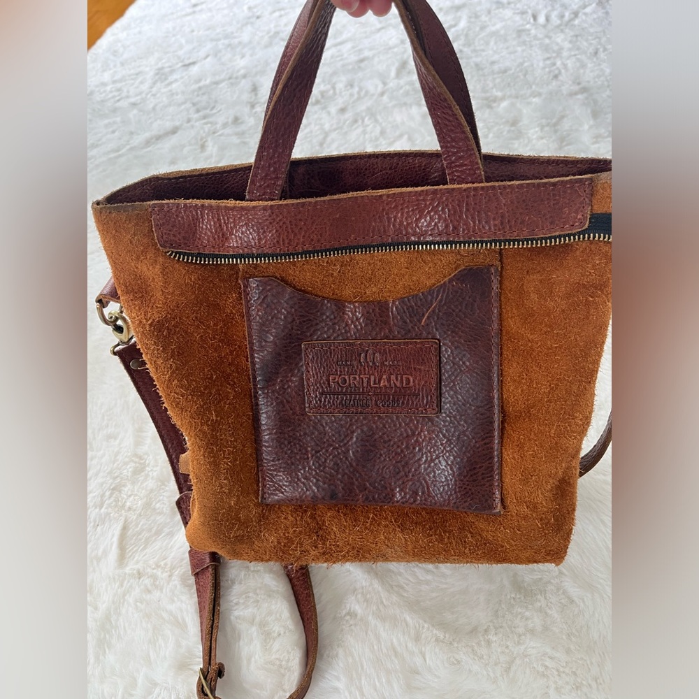 Portland leather goods crossbody tote